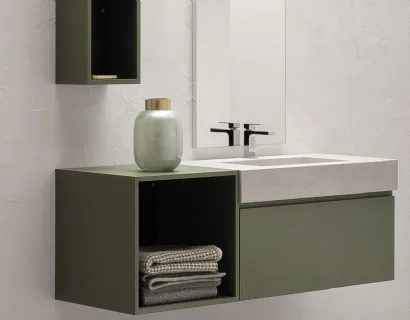 Mobile da Bagno in laccato opaco con vasca integrata in gres B-GO BG014 Compab