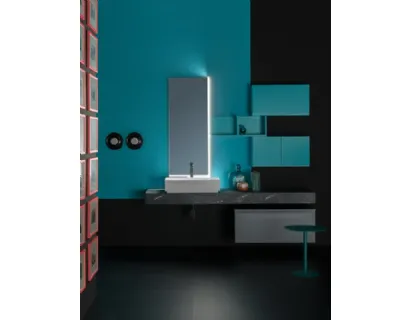 Mobile da Bagno sospeso in nobilitato e  laccato opaco e piano in laminato effetto pietra B GO CHROMATIC BG46 di Compab