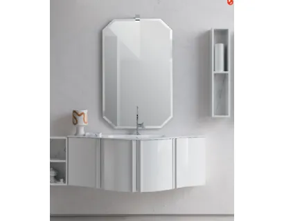 Mobile da Bagno sospeso in laccato bianco lucido B201 BD028 di Compab