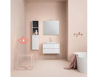 Mobile da Bagno sospeso in laccato bianco lucido UPDATE UP005 di Compab