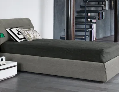 Letto singolo in tessuto imbottito con testiera e box contenitore Campo di Bonaldo