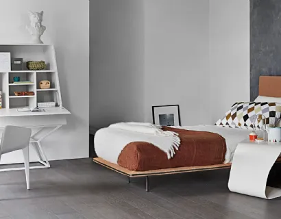 Letto singolo Thin in tessuto con testiera dal design minimale di Bonaldo